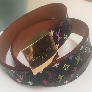 Authentic Louis Vuitton Belt Black Multicolor